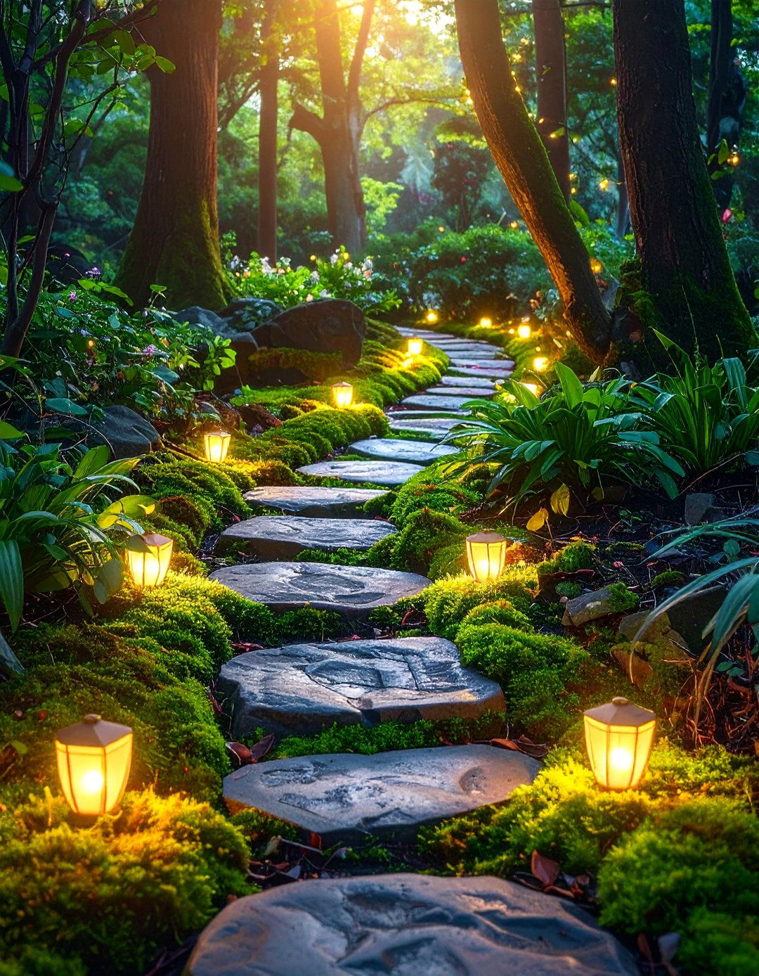 Enchanted Woodland Pathways with Glow Stones - 20 Fairytale Garden Ideas for a Magical Outdoor Space