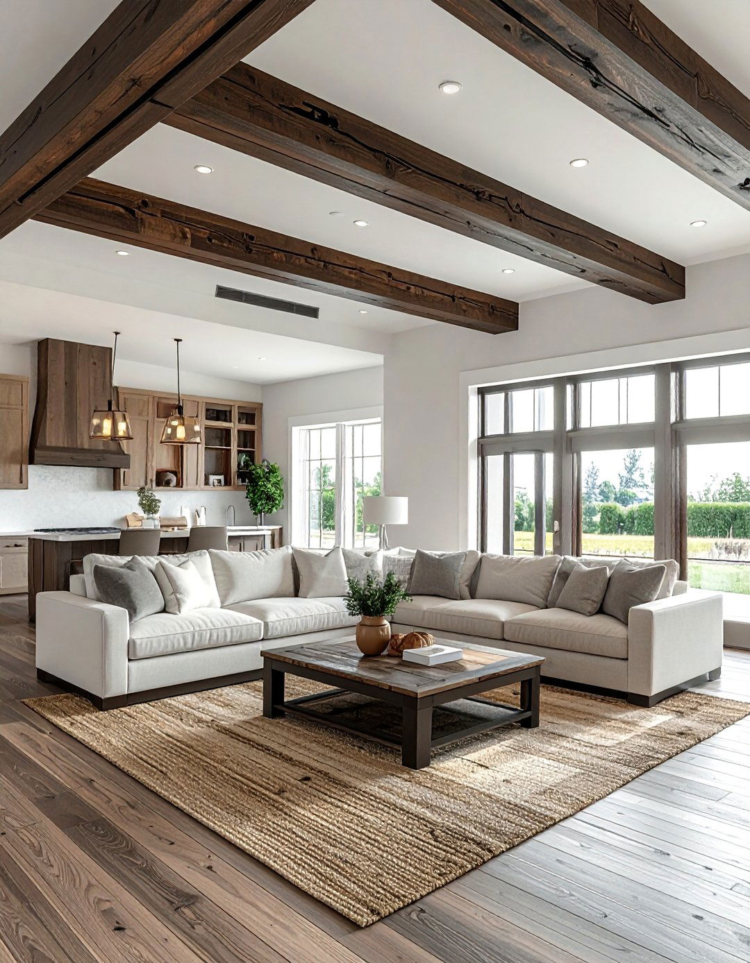 Farmhouse Ceiling with Faux Wood Beams - 20 Farmhouse Ceiling Ideas to Add Character to Your Home
