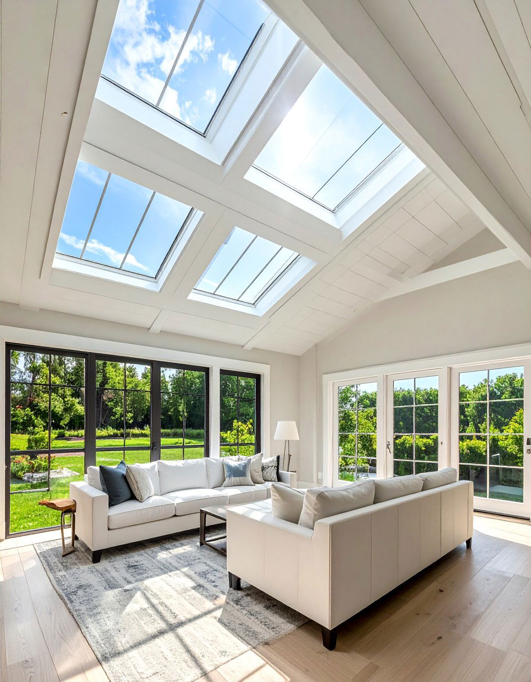 Farmhouse Ceiling with Integrated Skylights - 20 Farmhouse Ceiling Ideas to Add Character to Your Home