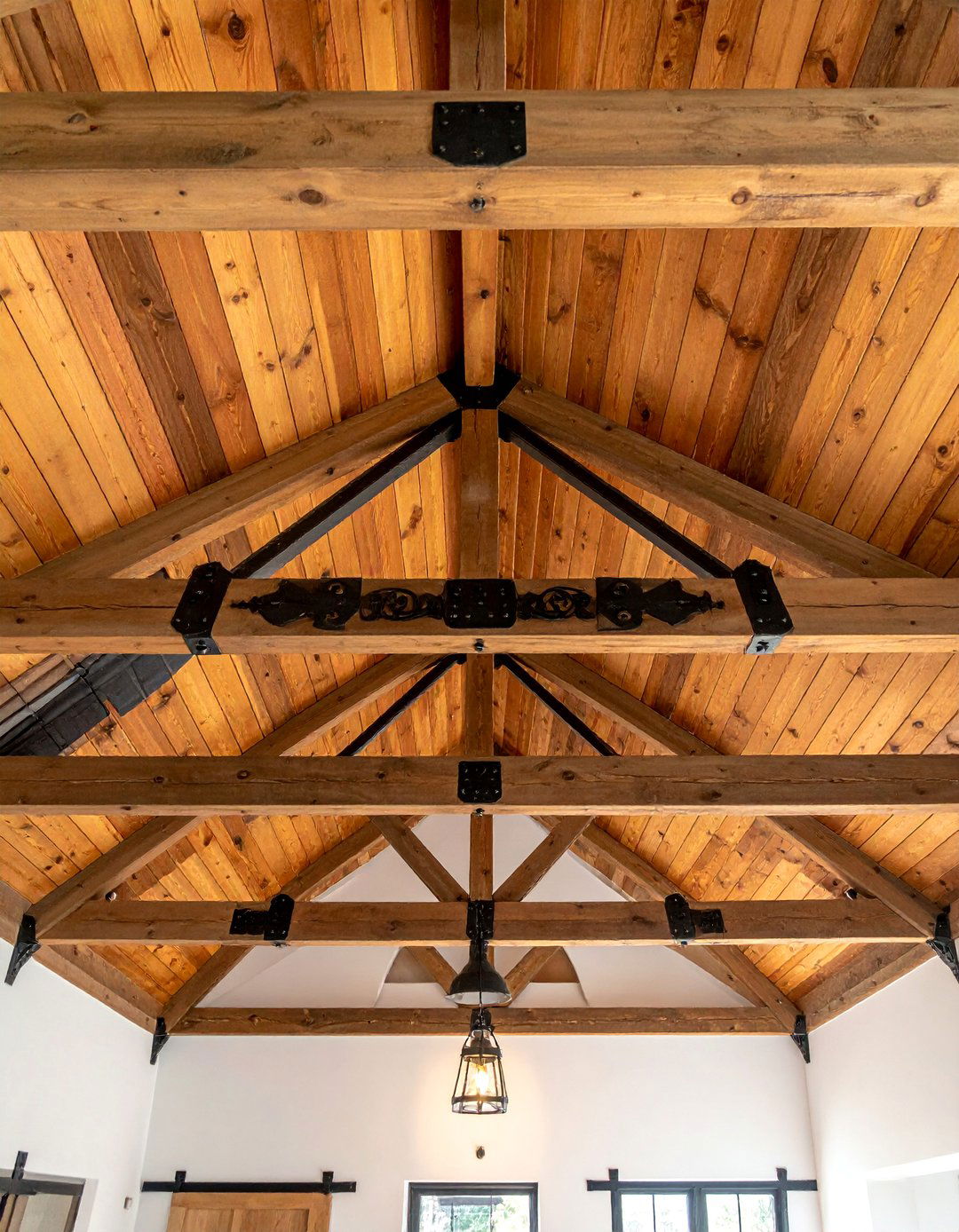 Farmhouse Ceiling with Wrought Iron Accents - 20 Farmhouse Ceiling Ideas to Add Character to Your Home