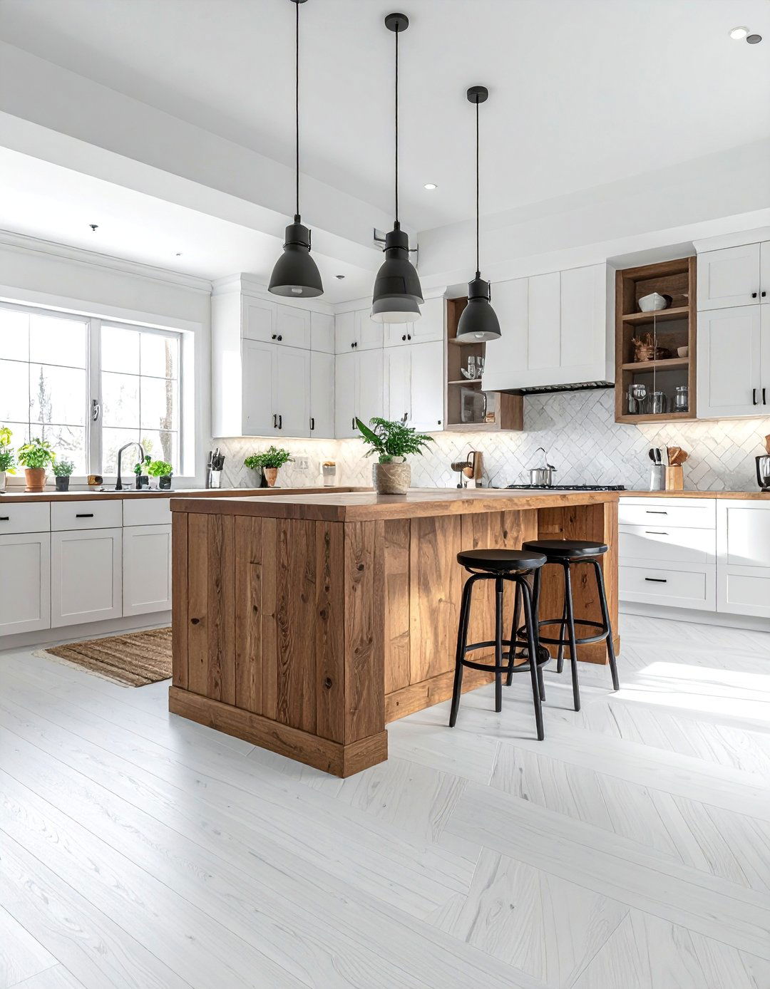 Faux Wood Grain White Laminate Kitchen Floor - 25 White Kitchen Floor Ideas for a Clean Look