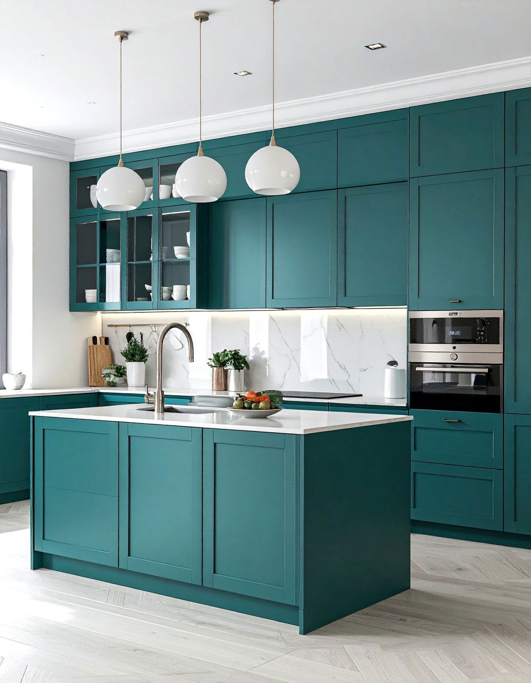 Floor to Ceiling Teal Kitchen Cabinets - 20 Teal Kitchen Ideas for a Bold and Vibrant Space
