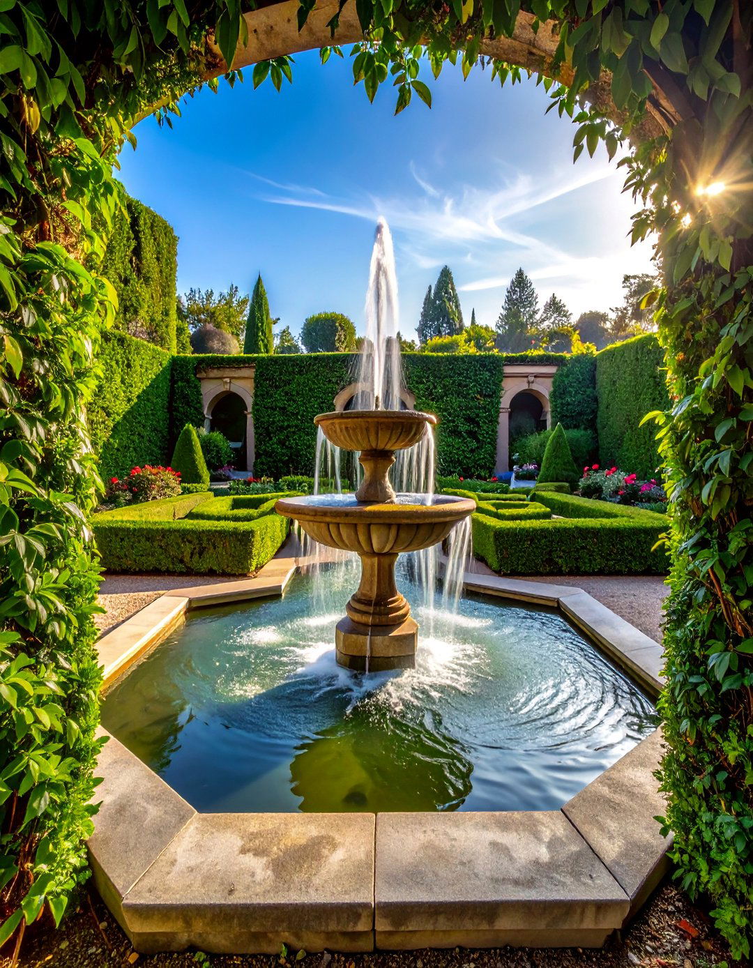 Formal Garden Fountains - 25 Waterfall Design Ideas for a Serene Outdoor Space