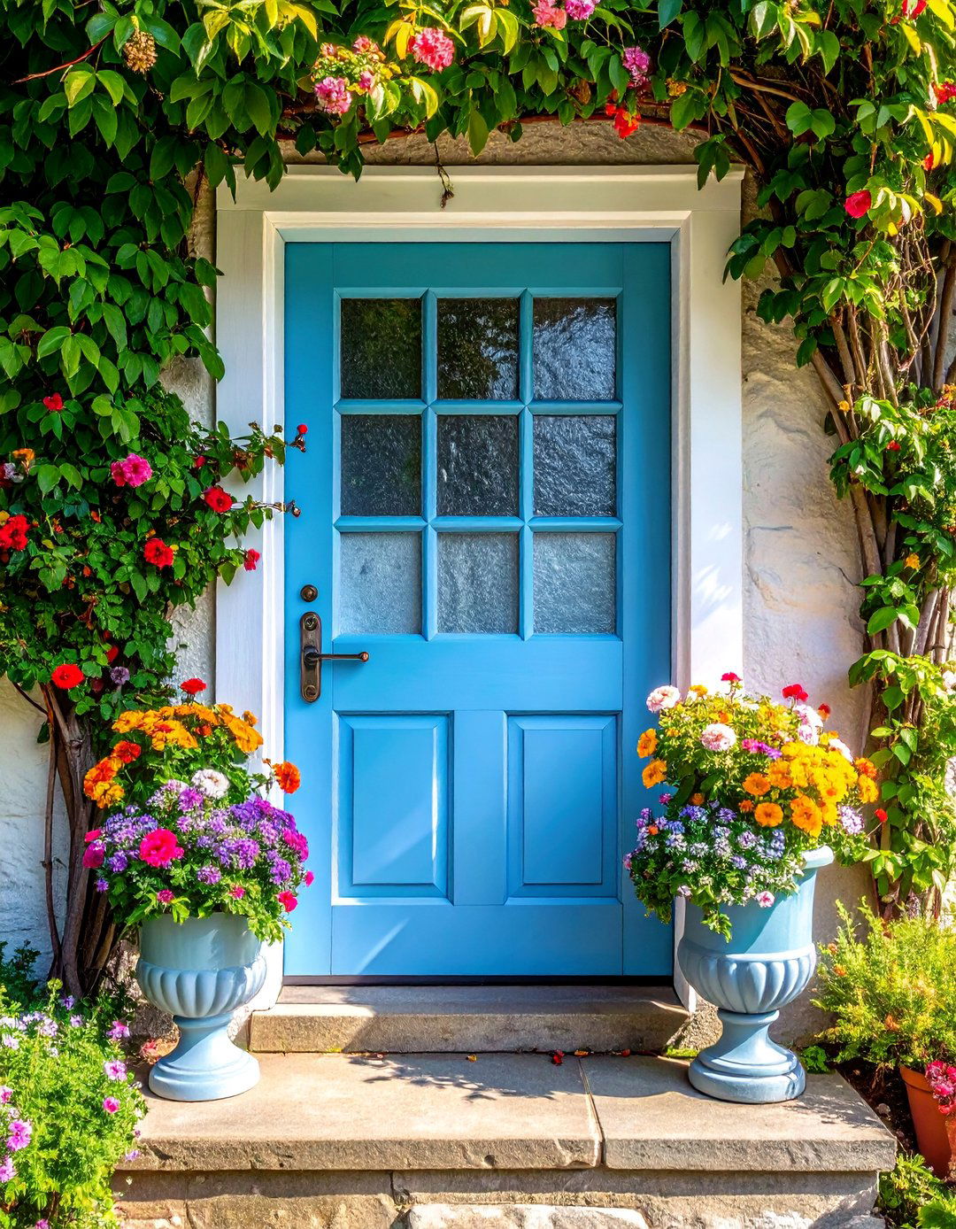 Glass Panel Cottage Front Door - 25 Cottage Front Door Ideas for a Charming Entryway