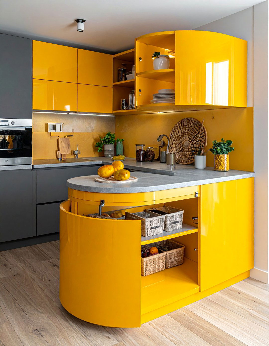 Half Moon Pull Out Organizers - 25 Blind Corner Kitchen Cabinet Ideas for Smart Storage