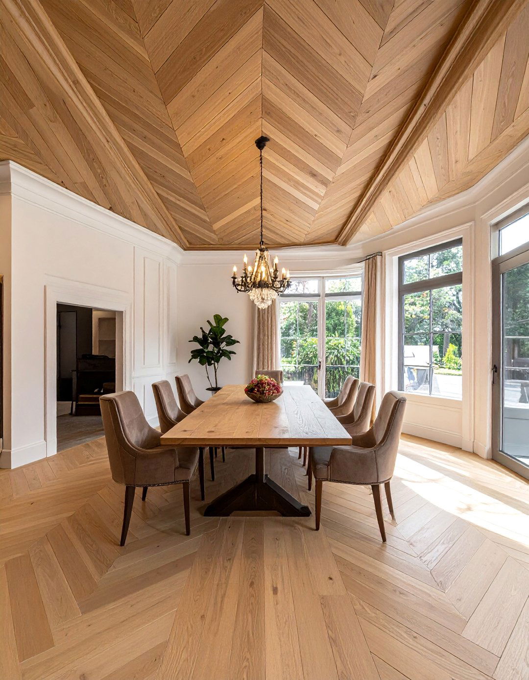 Herringbone Pattern Tongue and Groove Ceiling - 20 Tongue and Groove Ceiling Ideas for a Rustic Charm
