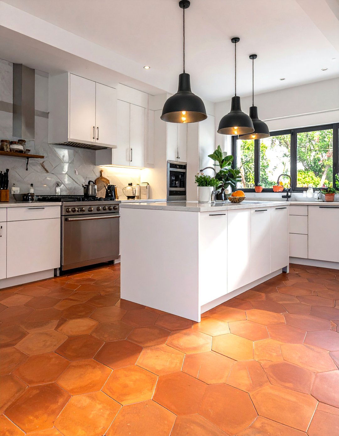 Hexagonal Terracotta Kitchen Floor Tiles - 20 Terracotta Kitchen Floor Ideas for a Rustic Look
