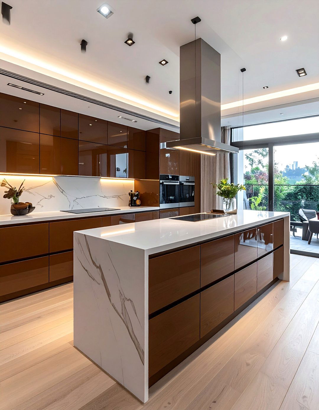 High Gloss Brown Lacquer Cabinets - 25 Brown Kitchen Cabinets Ideas for a Warm and Cozy Look