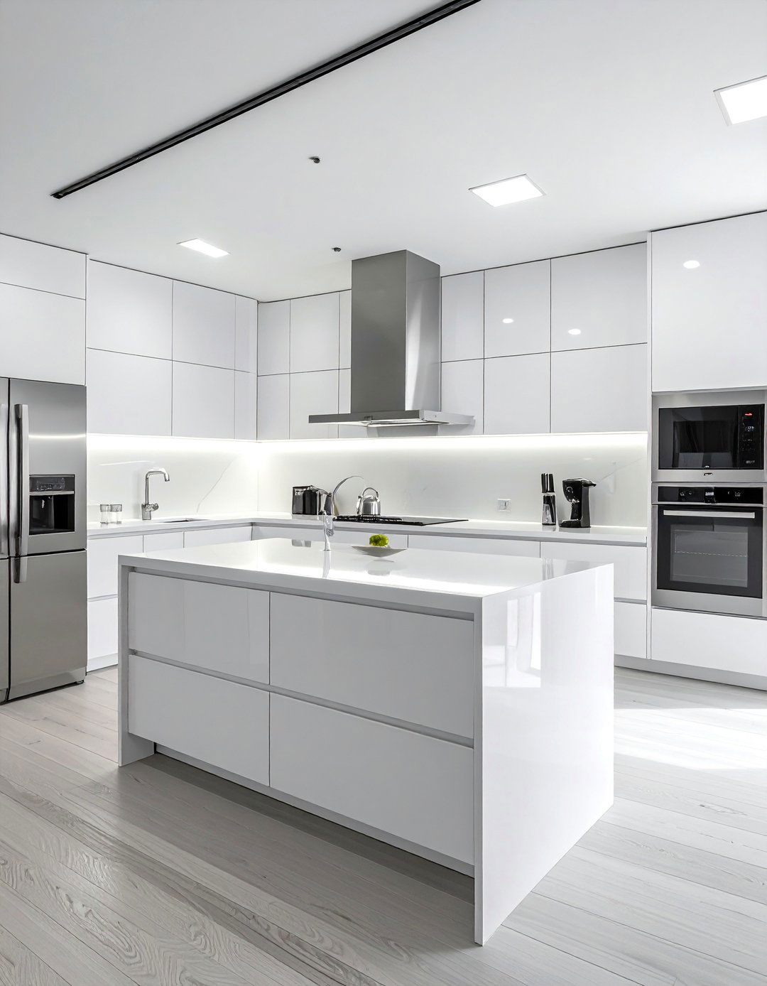 High Gloss White Cabinets with Stainless Steel Appliances - 25 White Kitchen with Stainless Steel Appliances Ideas