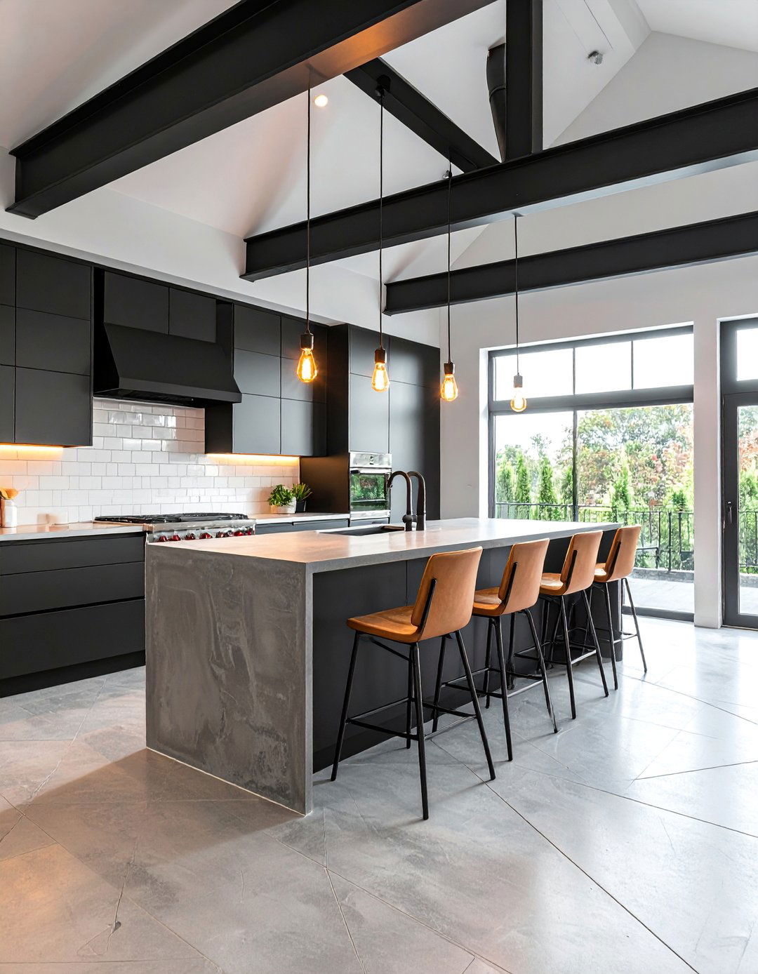 Industrial Modern Vaulted Kitchen - 25 Vaulted Ceiling Kitchen Ideas for a Spacious Feel