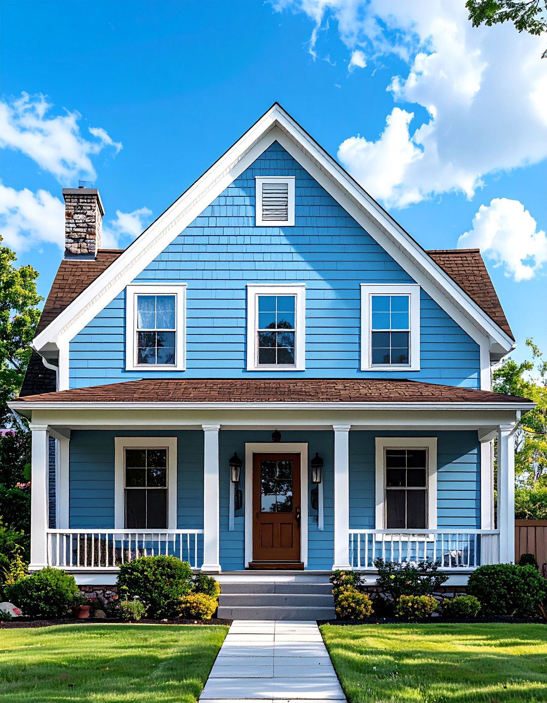 Light Blue Siding With a Dark Brown Roof - 25 Blue Exterior Home With a Brown Roof Ideas