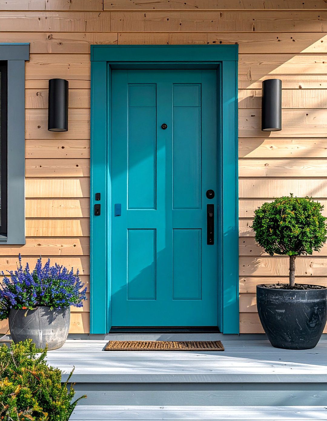 Matte Finish Turquoise Front Door - 20 Turquoise Front Door Ideas to Boost Curb Appeal
