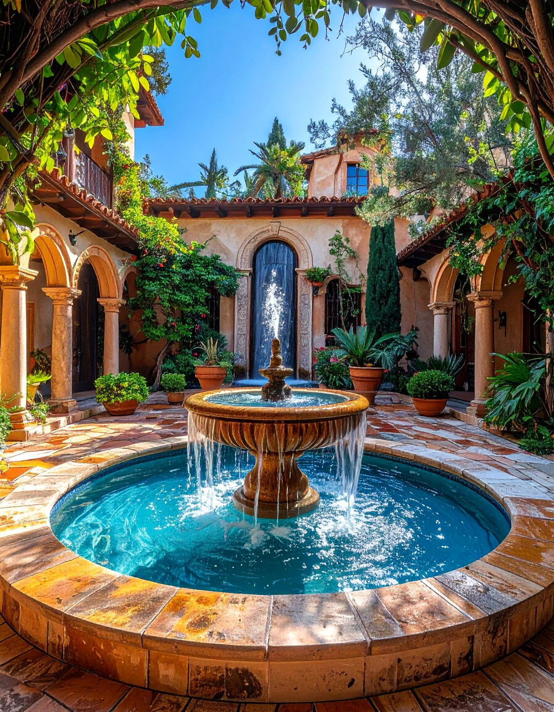 Mediterranean Style Fountains - 25 Waterfall Design Ideas for a Serene Outdoor Space