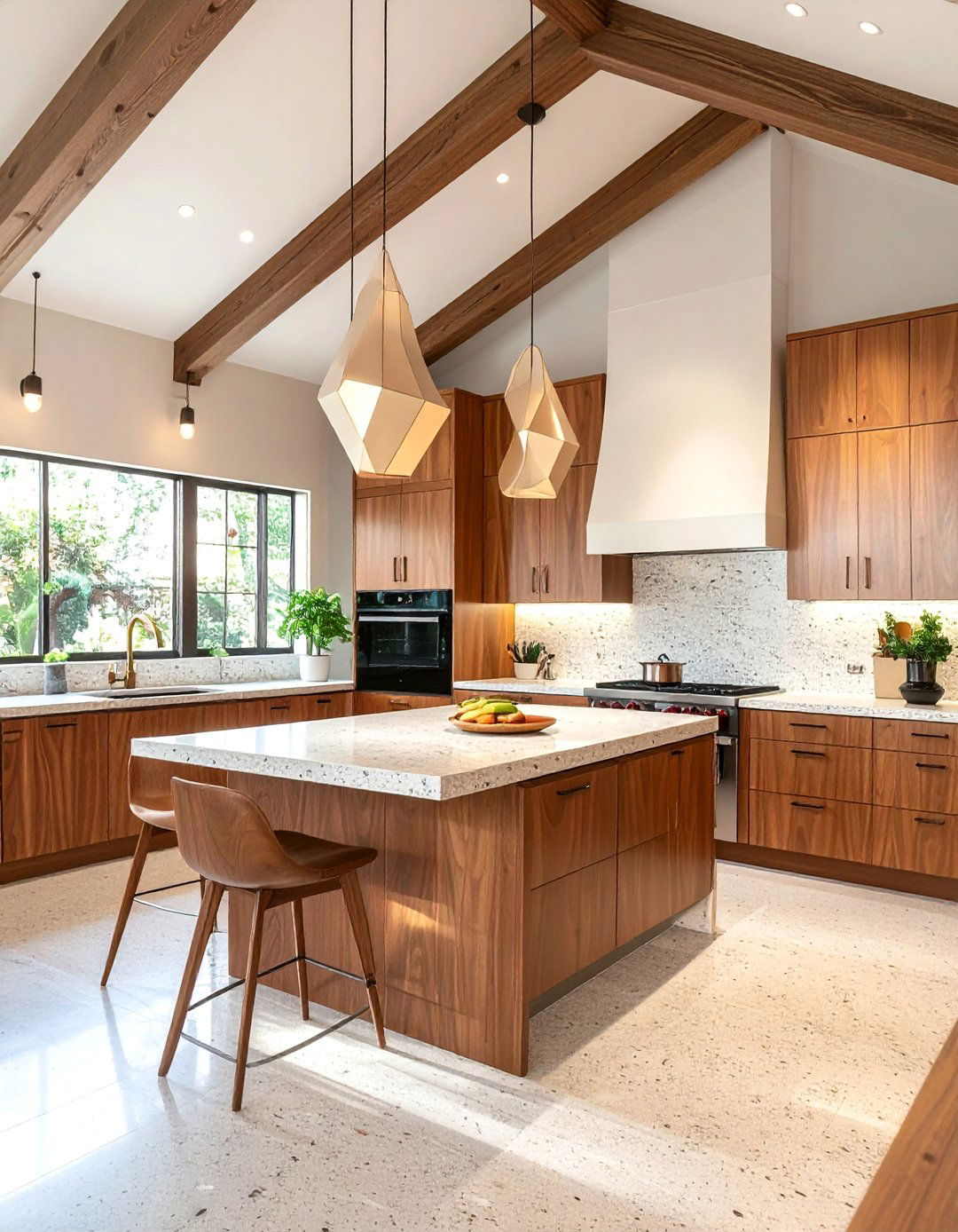 Mid Century Modern Cathedral Kitchen - 25 Vaulted Ceiling Kitchen Ideas for a Spacious Feel