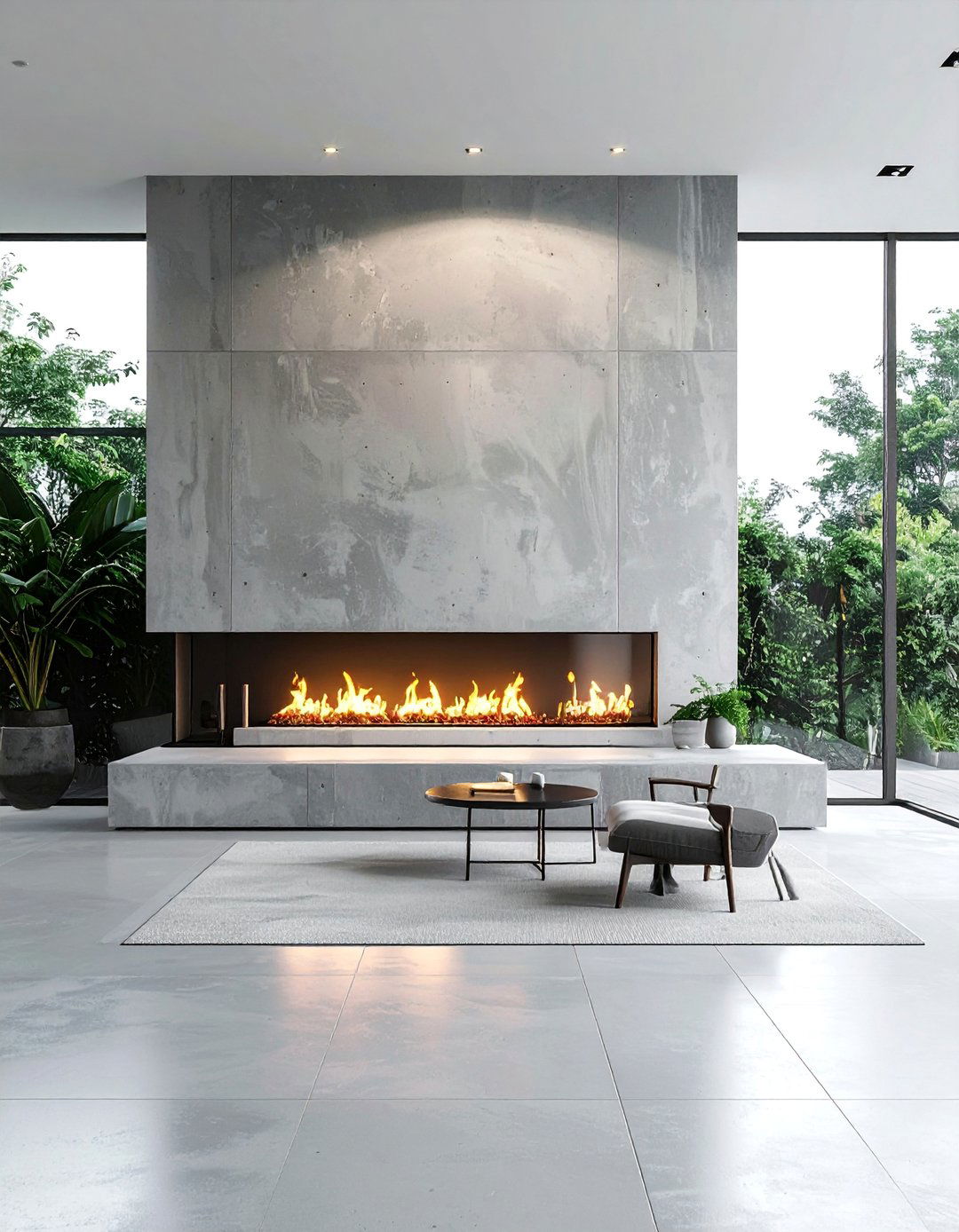Minimalist Transitional Fireplace with a Concrete Finish - 20 Transitional Fireplace Ideas for a Timeless Look