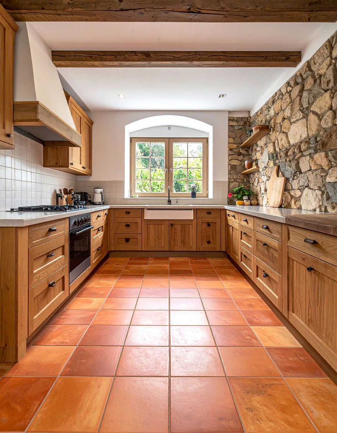 Mixed Shape Terracotta Tile Floor Pattern - 20 Terracotta Kitchen Floor Ideas for a Rustic Look