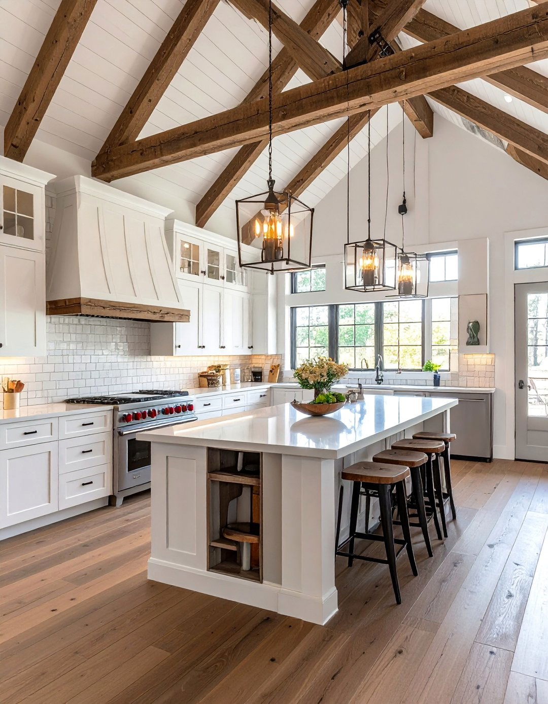 Modern Farmhouse Cathedral Kitchen - 25 Vaulted Ceiling Kitchen Ideas for a Spacious Feel