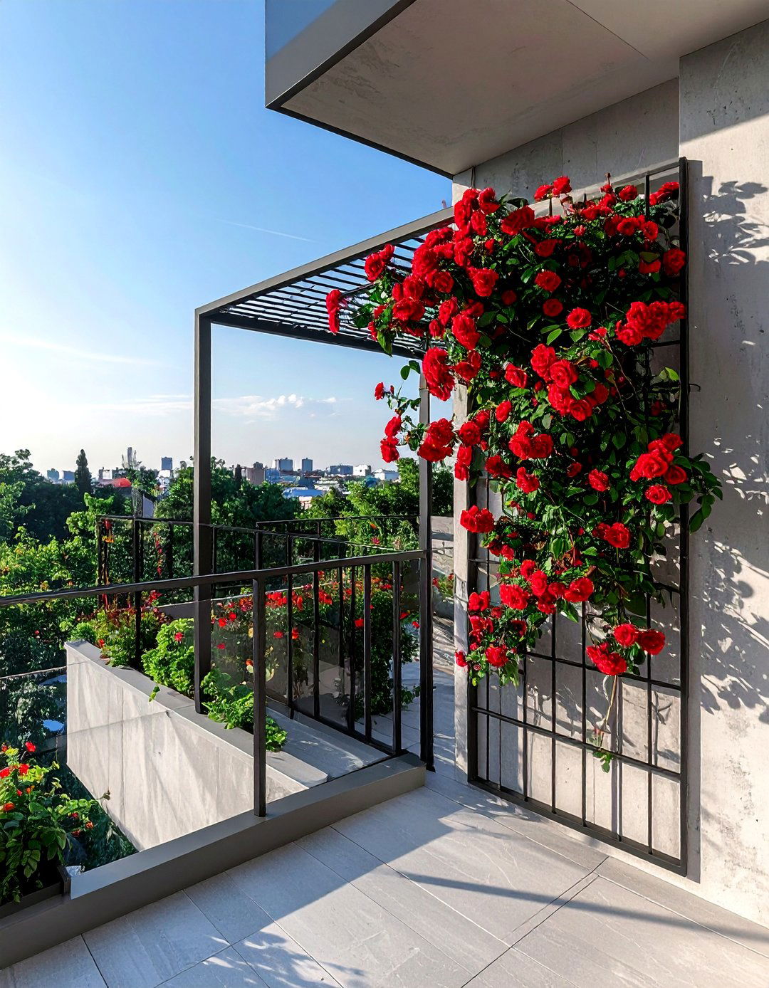 Modern Metal Grid Balcony Trellis - 20 Balcony Trellis Ideas for Outdoor Living Spaces