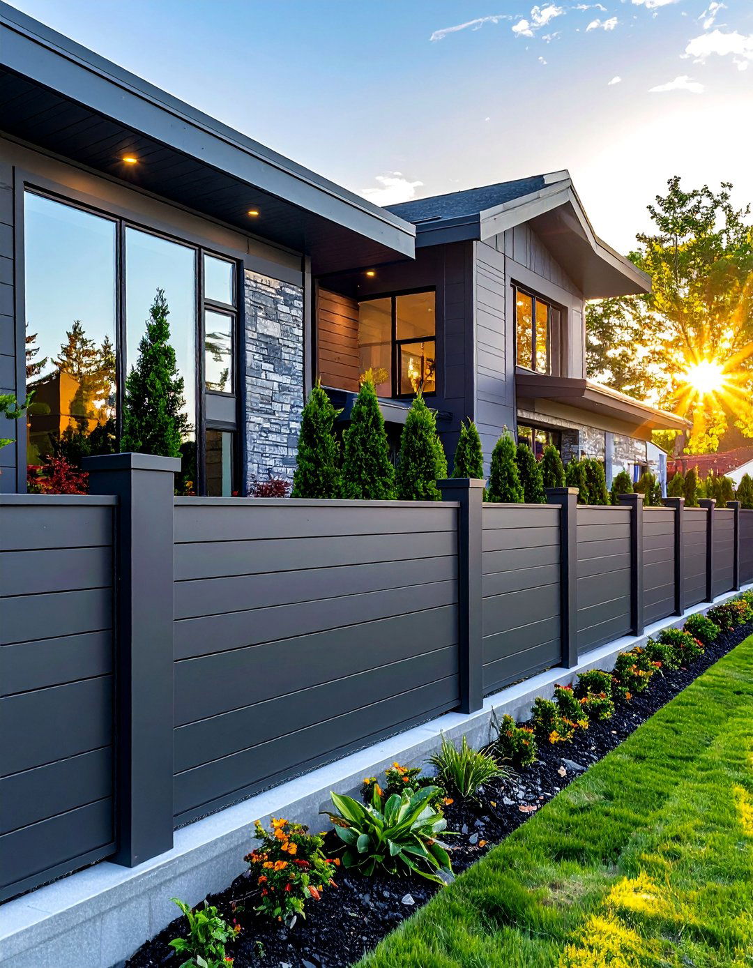 Modern Slate Gray Vinyl Fence - 25 Vinyl Fence Colors to Enhance Your Outdoor Space