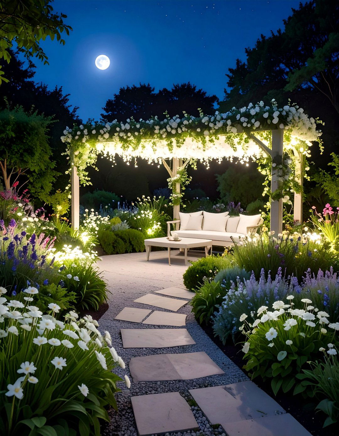 Moonlight Garden with Night Blooming Plants - 20 Fairytale Garden Ideas for a Magical Outdoor Space