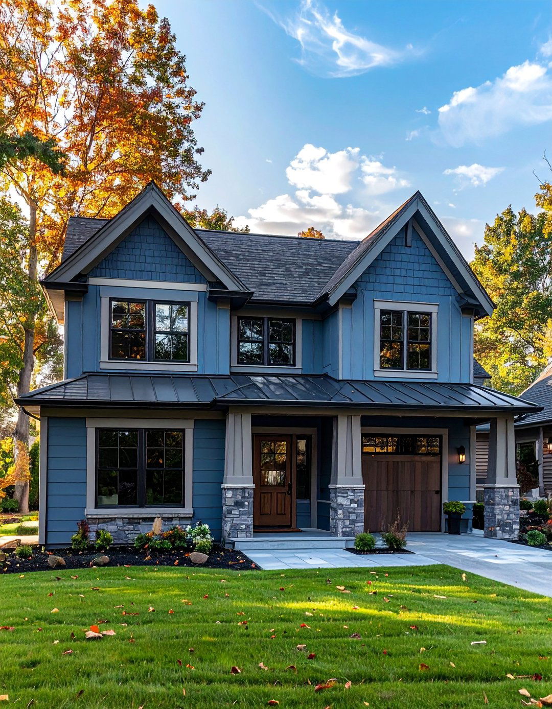 Muted Blue Exterior With a Taupe Brown Roof - 25 Blue Exterior Home With a Brown Roof Ideas