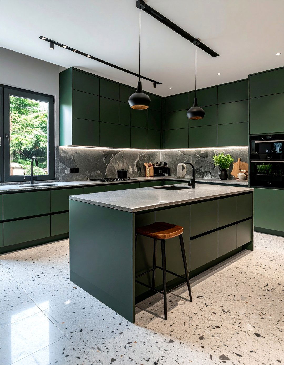 Neutral Gray Terrazzo Kitchen Floor - 20 Terrazzo Kitchen Floor Ideas for a Unique Look