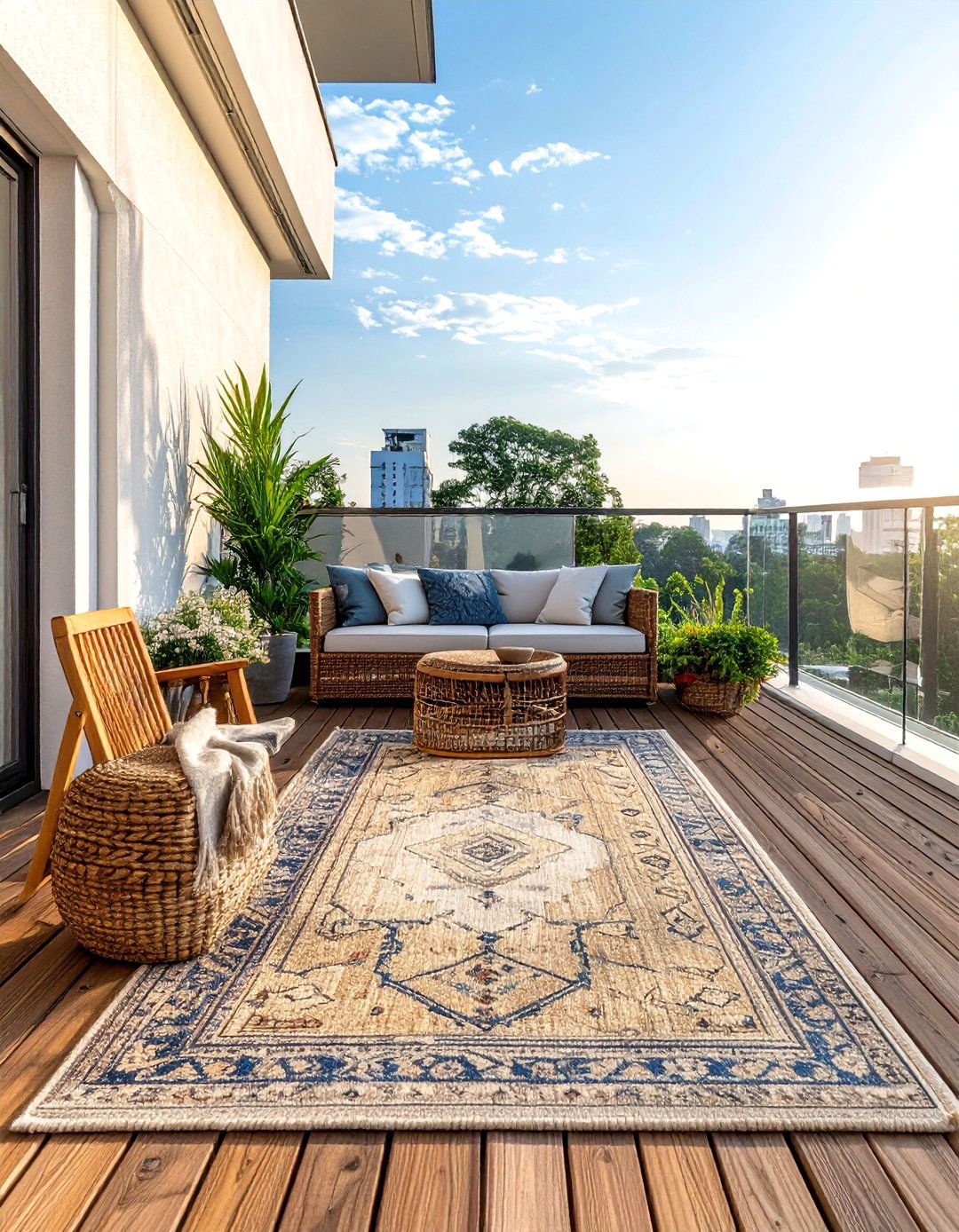 Outdoor Rugs Layered on Decking - 20 Balcony Deck Ideas for a Beautiful Outdoor Retreat