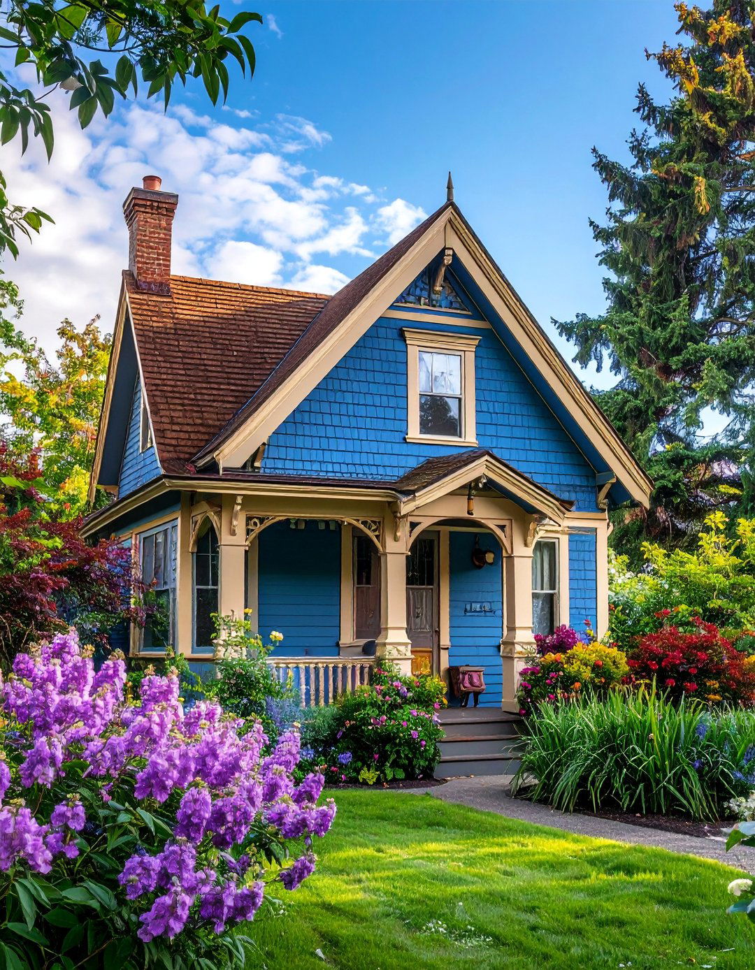 Periwinkle Blue House With a Chestnut Brown Roof - 25 Blue Exterior Home With a Brown Roof Ideas