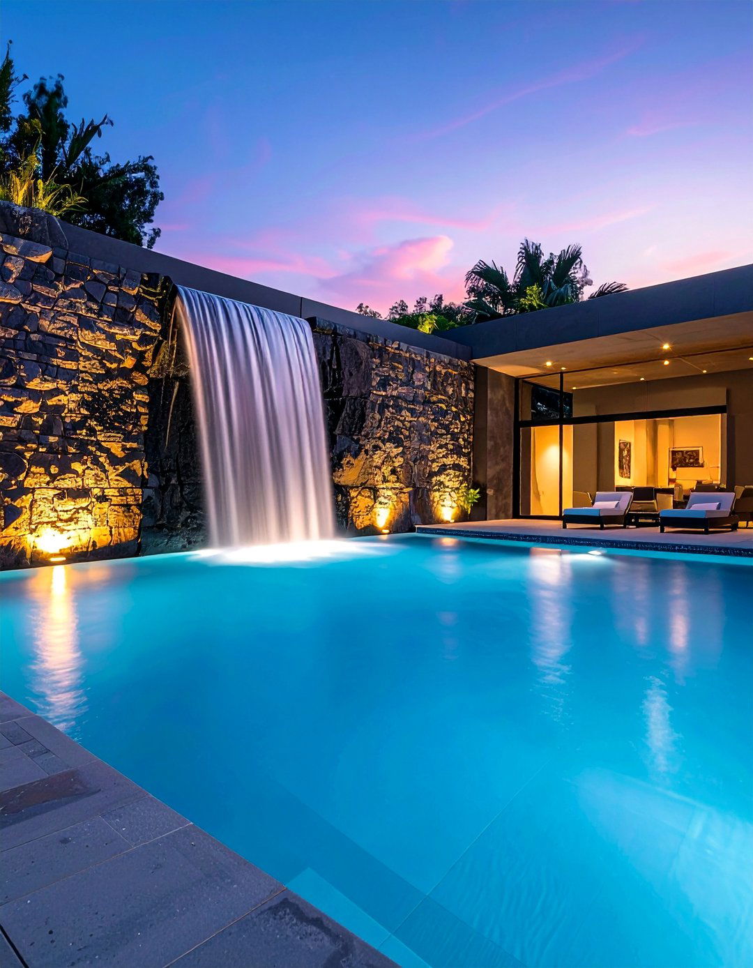 Pool Edge Waterfall Designs - 25 Waterfall Design Ideas for a Serene Outdoor Space