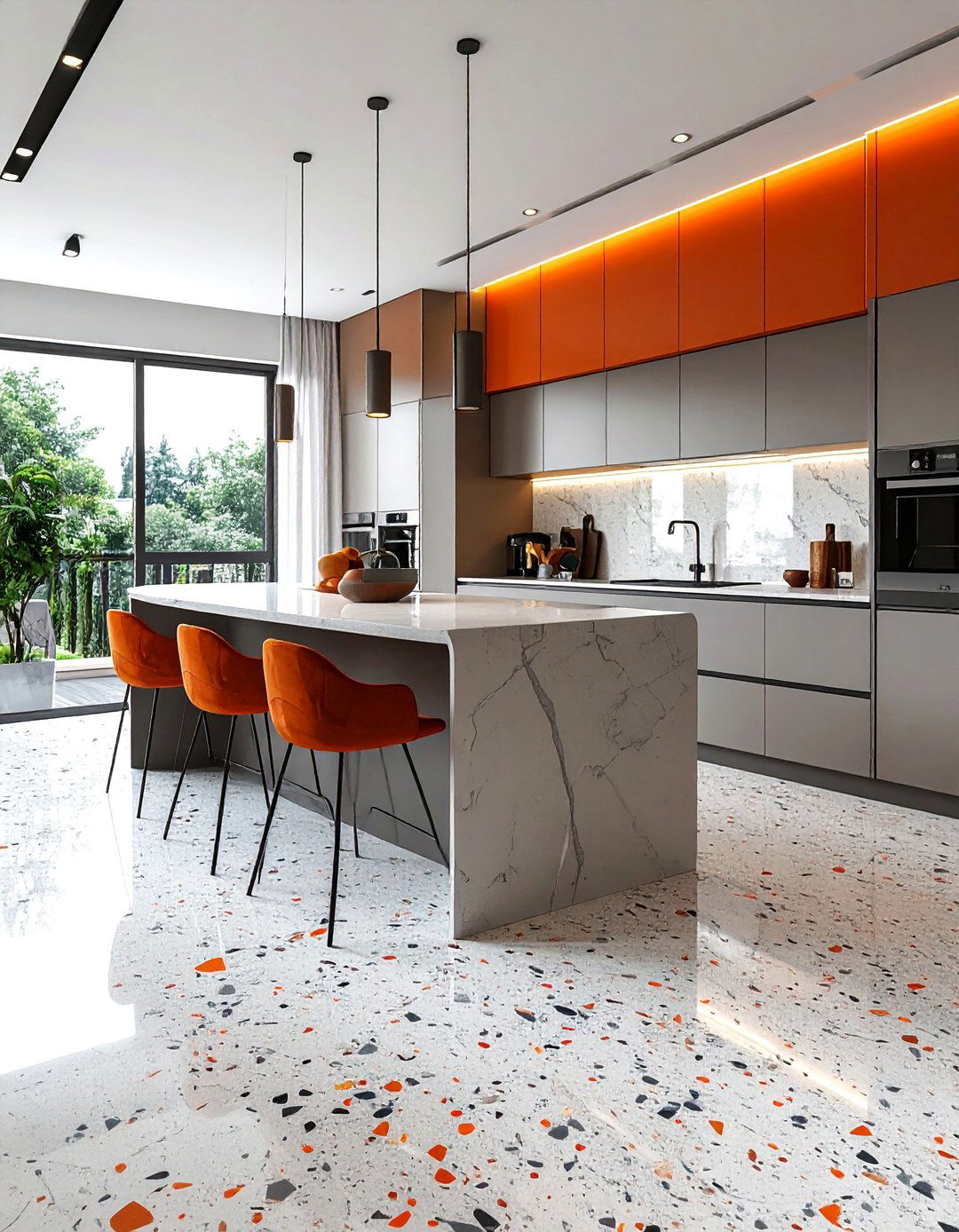 Poured Seamless Terrazzo Kitchen Floor - 20 Terrazzo Kitchen Floor Ideas for a Unique Look