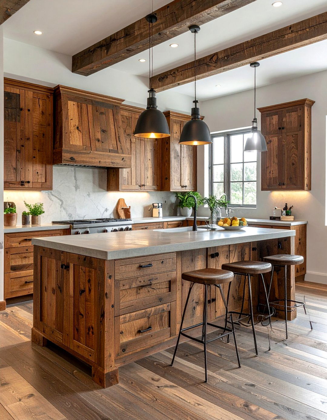 Reclaimed Wood Brown Kitchen Cabinets - 25 Brown Kitchen Cabinets Ideas for a Warm and Cozy Look