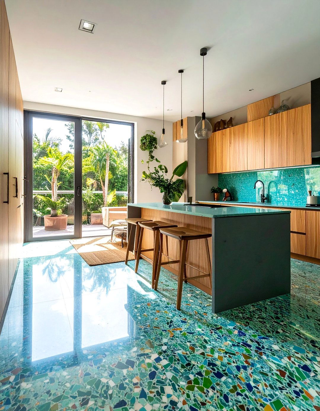 Recycled Glass Terrazzo Kitchen Floor - 20 Terrazzo Kitchen Floor Ideas for a Unique Look