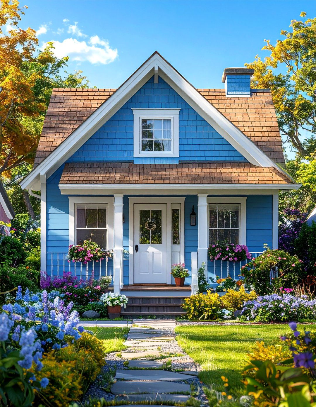 Robins Egg Blue Cottage With a Light Tan Brown Roof - 25 Blue Exterior Home With a Brown Roof Ideas