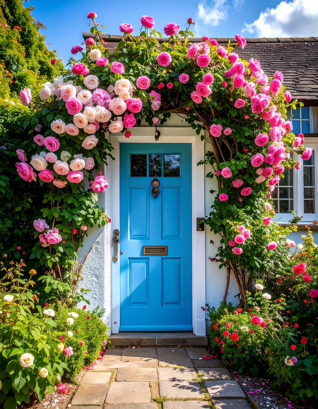 Rose Covered Cottage Front Door - 25 Cottage Front Door Ideas for a Charming Entryway