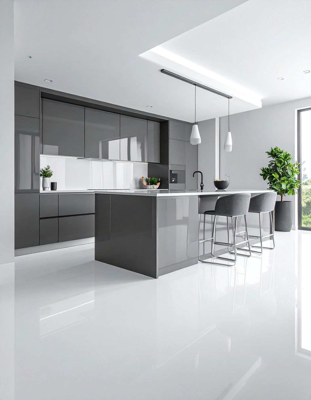 Seamless White Poured Resin Kitchen Floor - 25 White Kitchen Floor Ideas for a Clean Look