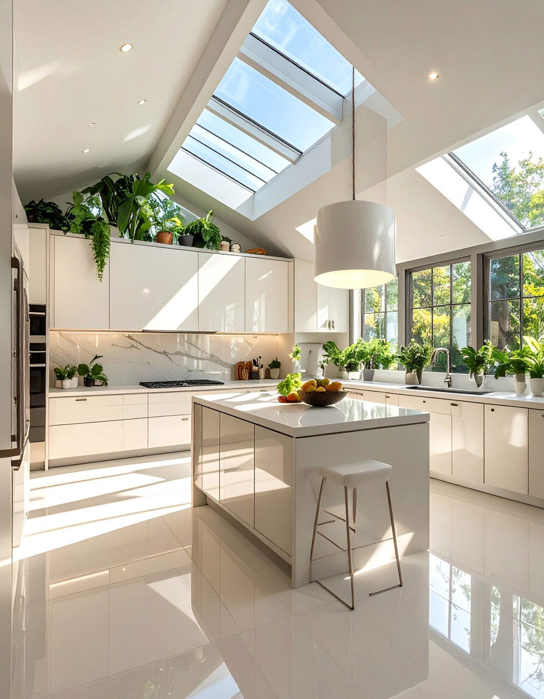 Skylighted Vaulted Kitchen Sanctuary - 25 Vaulted Ceiling Kitchen Ideas for a Spacious Feel