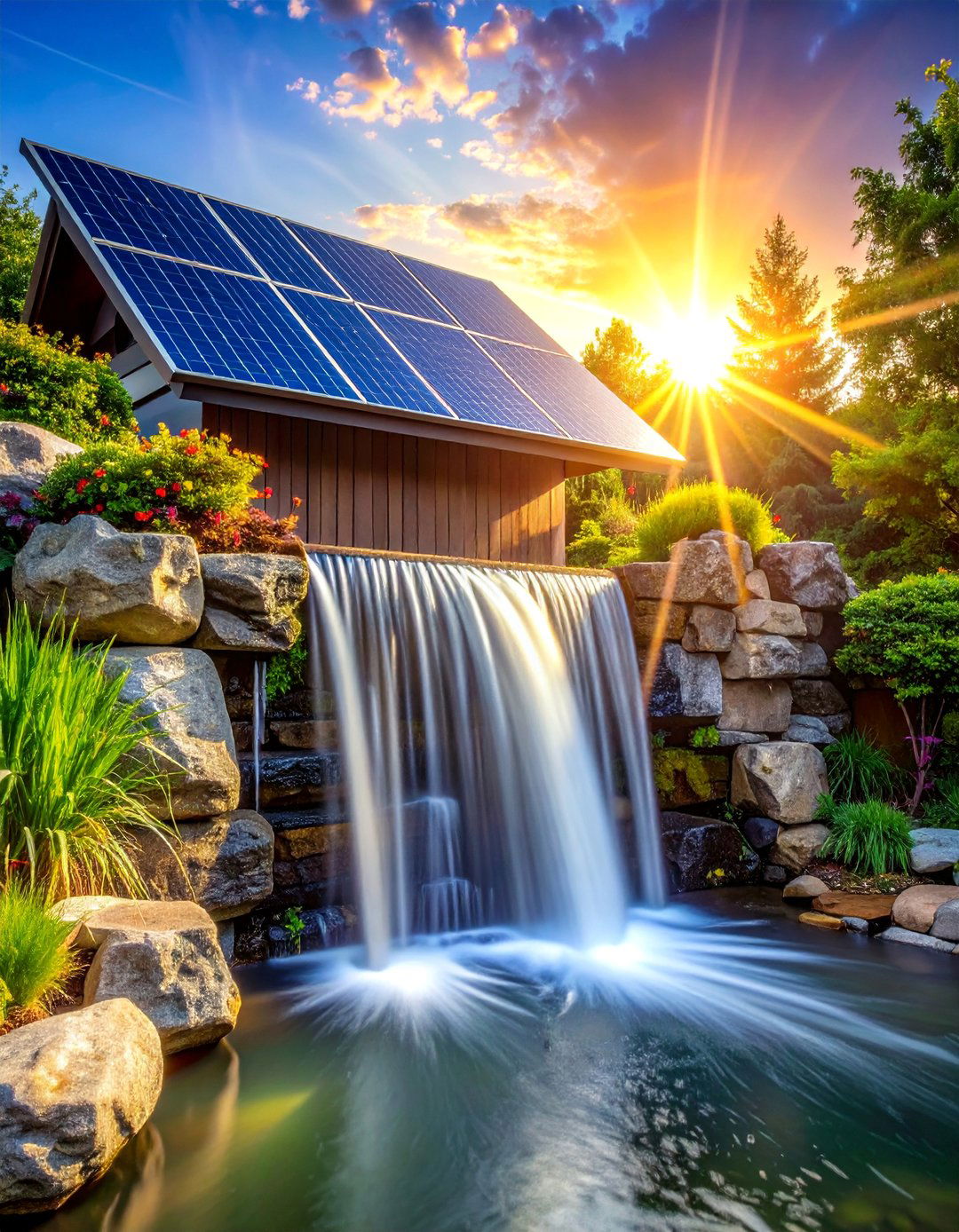 Solar Powered Water Features - 25 Waterfall Design Ideas for a Serene Outdoor Space