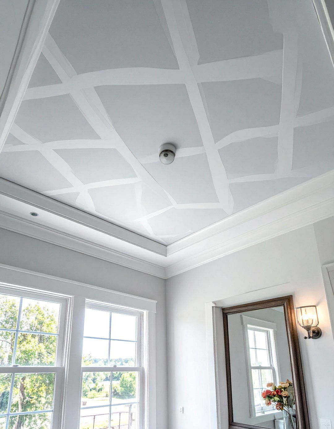 Stenciled Pattern Farmhouse Ceiling - 20 Farmhouse Ceiling Ideas to Add Character to Your Home