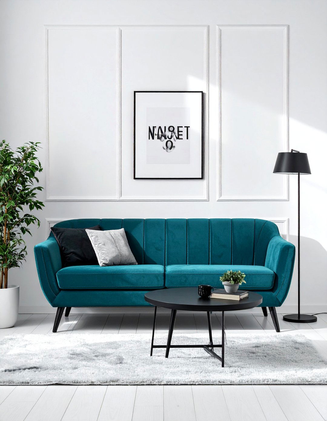 Teal Couch in a Minimalist Living Room - 20 Teal Couch Living Room Ideas for a Stylish Look