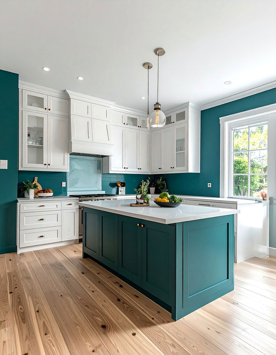 Teal Kitchen Walls with White Cabinetry - 20 Teal Kitchen Ideas for a Bold and Vibrant Space