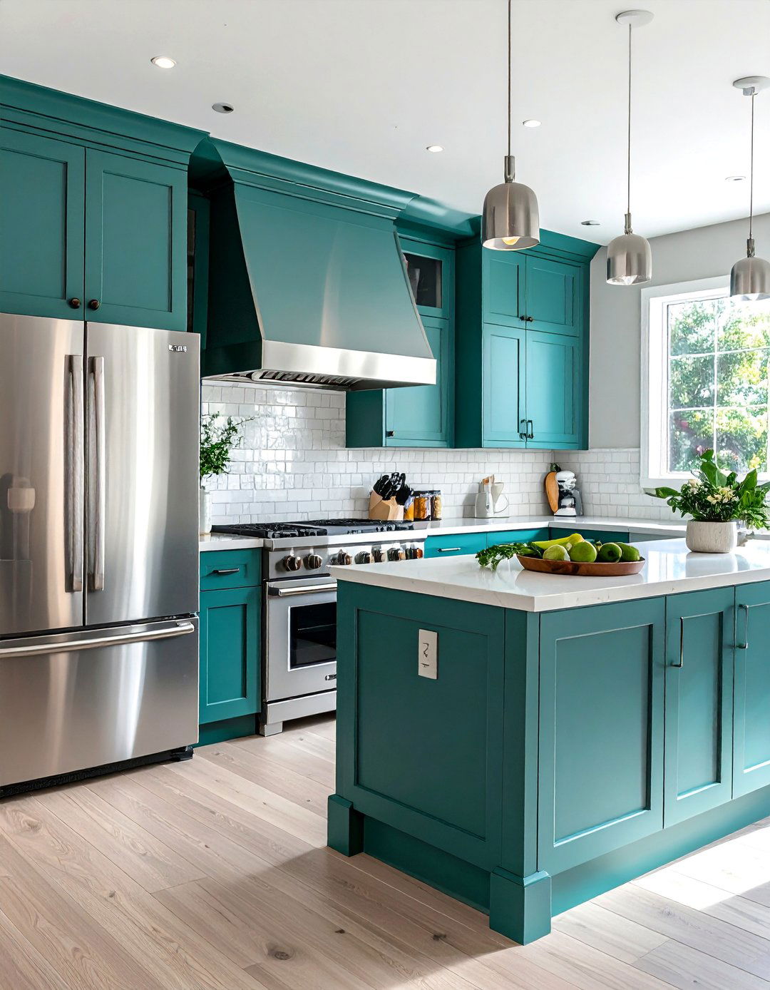 Teal Kitchen with Stainless Steel Appliances - 20 Teal Kitchen Ideas for a Bold and Vibrant Space