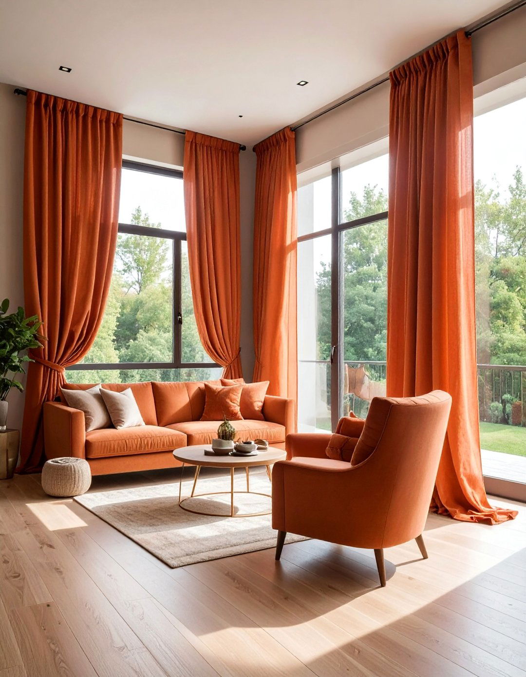 Terracotta Curtains to Frame Your Windows - 20 Terracotta Living Room Ideas for a Cozy Ambiance