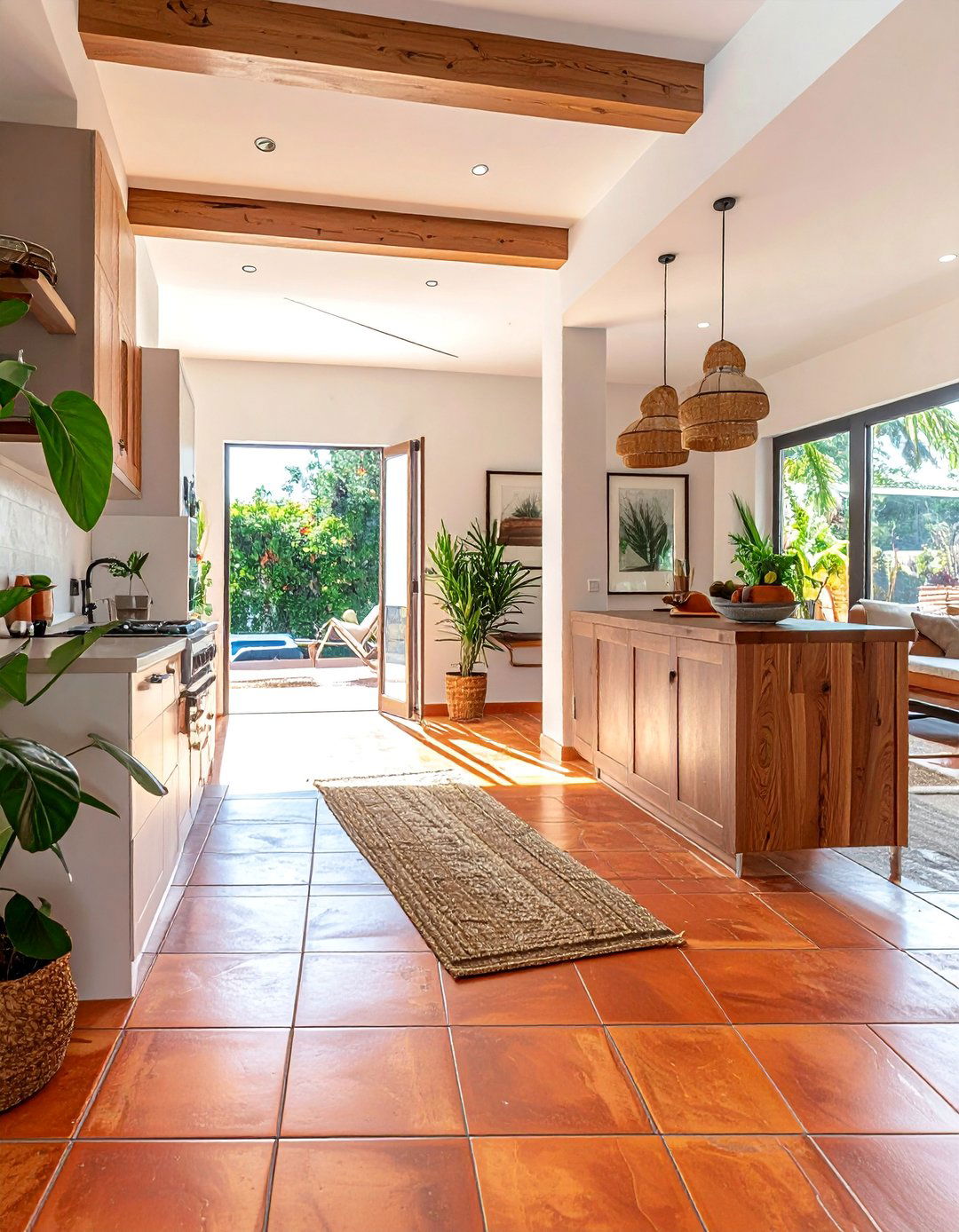 Terracotta Floor in an Open Concept Kitchen - 20 Terracotta Kitchen Floor Ideas for a Rustic Look