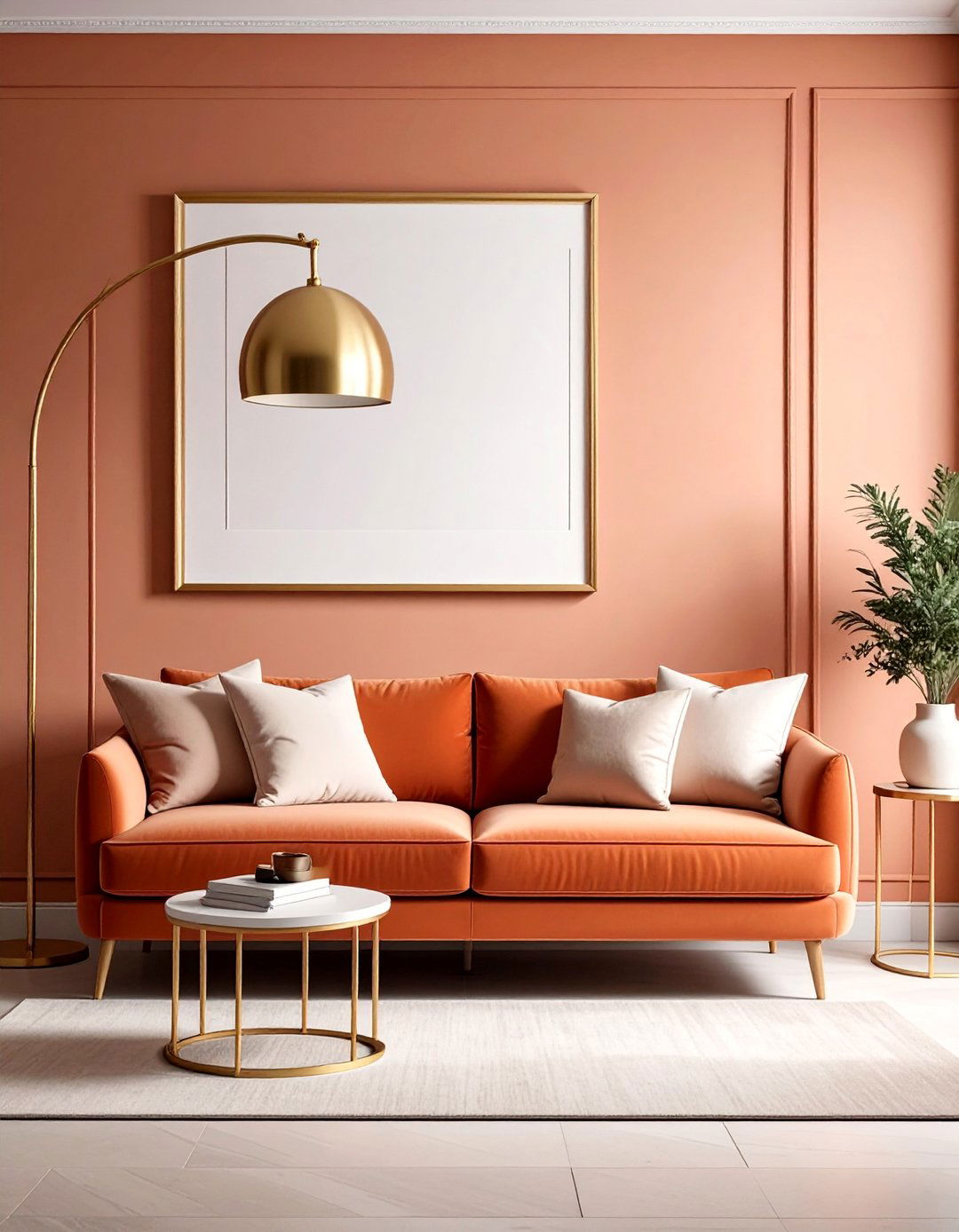 Terracotta Living Room with Warm Metallic Accents - 20 Terracotta Living Room Ideas for a Cozy Ambiance