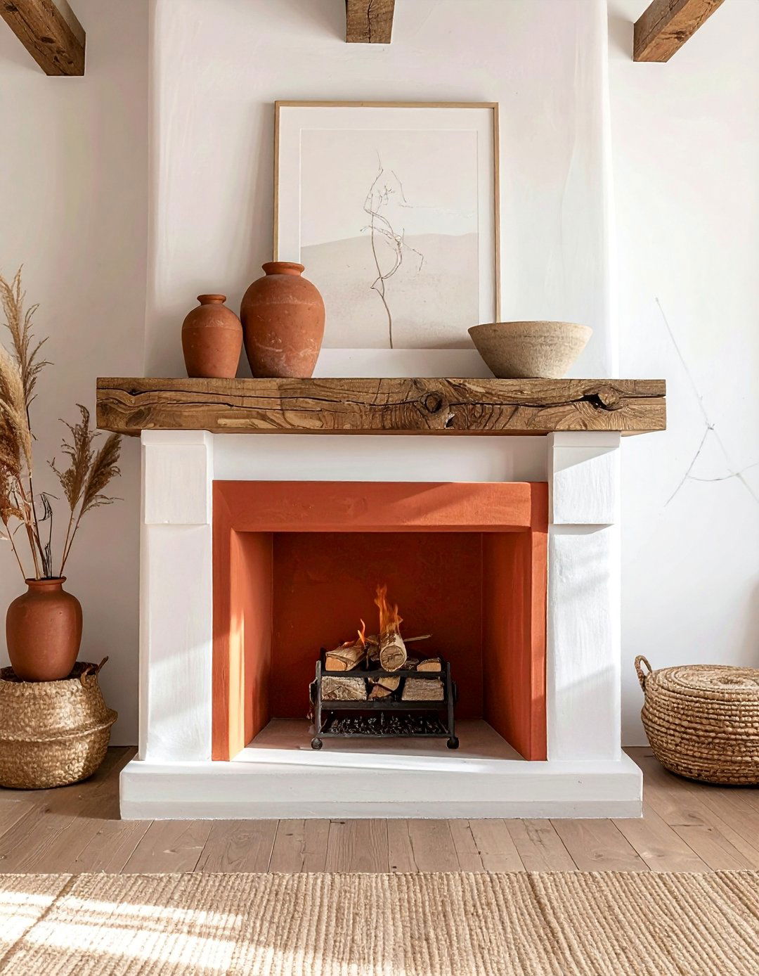 Terracotta Painted Fireplace Surround - 20 Terracotta Living Room Ideas for a Cozy Ambiance