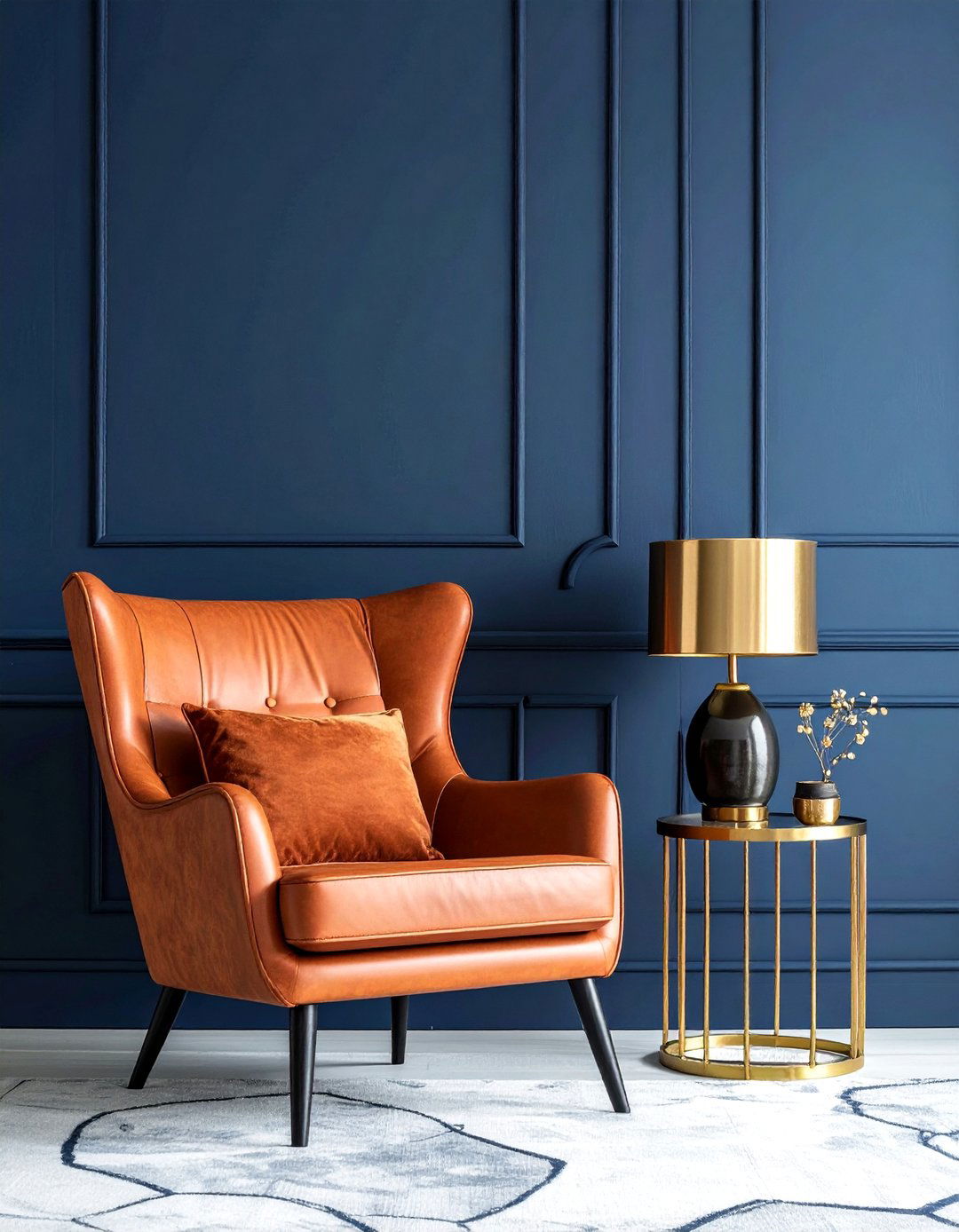 Terracotta Paired with Deep Navy Blue - 20 Terracotta Living Room Ideas for a Cozy Ambiance
