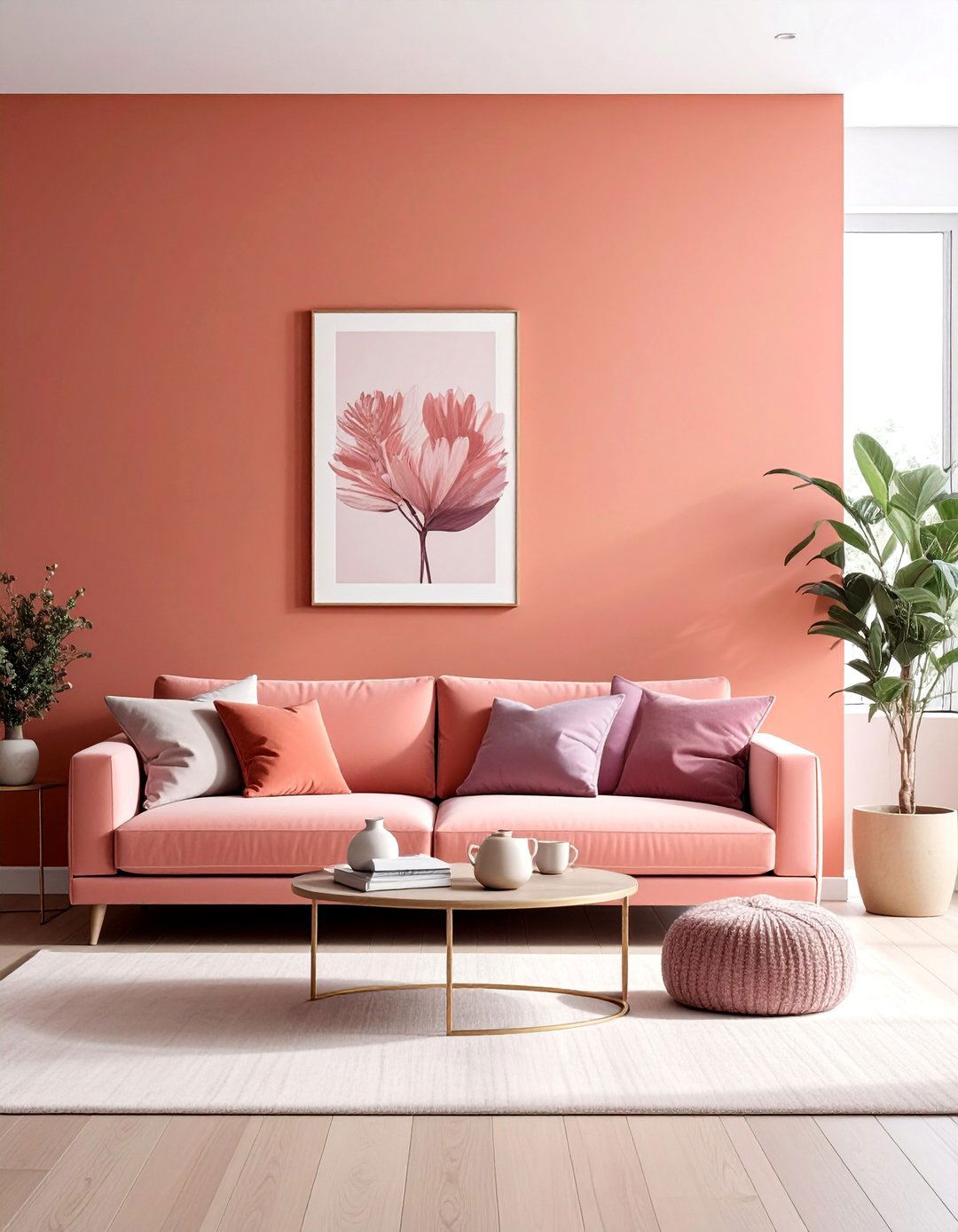 Terracotta Paired with Muted Pinks and Mauves - 20 Terracotta Living Room Ideas for a Cozy Ambiance