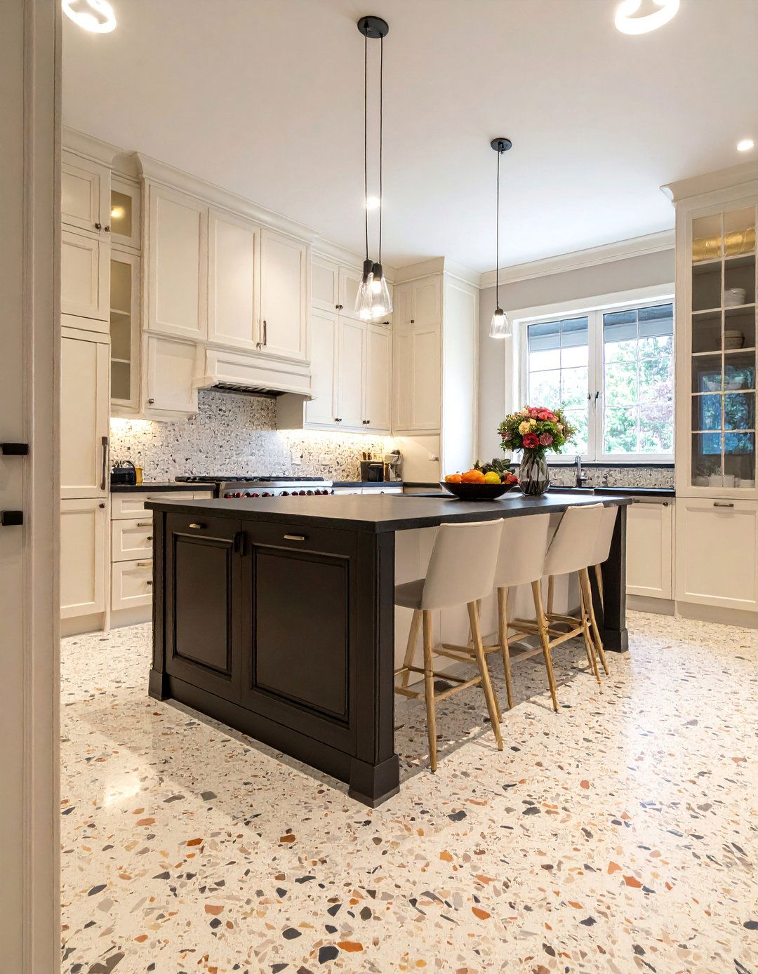 Terrazzo Bordered Kitchen Floor - 20 Terrazzo Kitchen Floor Ideas for a Unique Look
