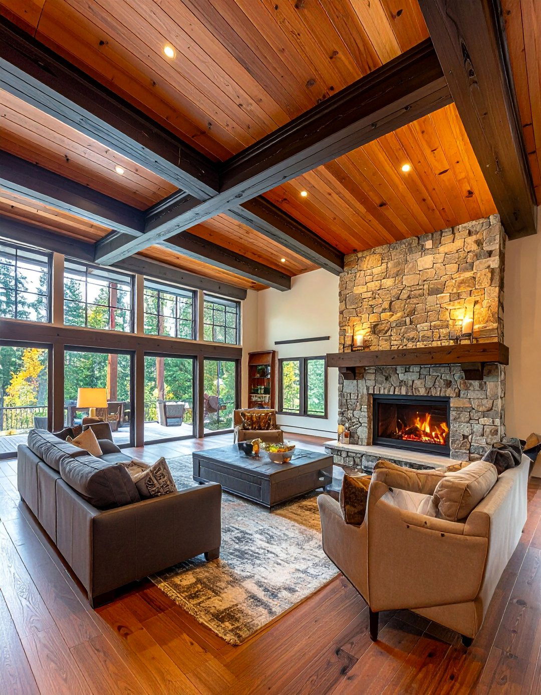 Tongue and Groove Ceiling with Faux Beams - 20 Tongue and Groove Ceiling Ideas for a Rustic Charm