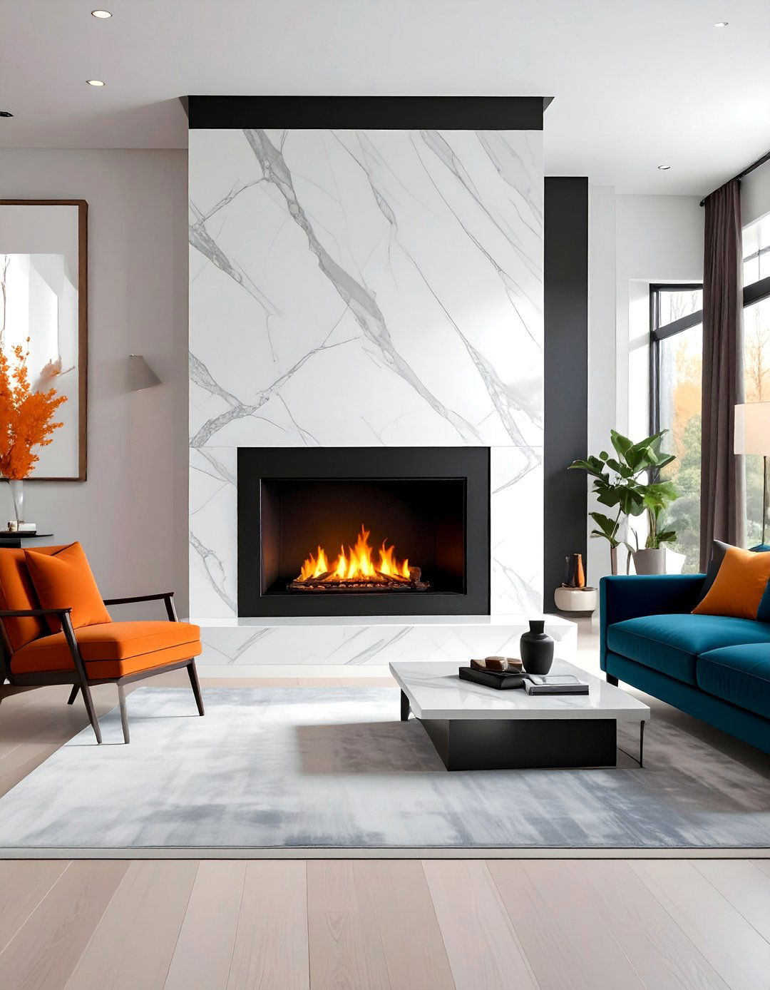 Transitional Fireplace with a Contrasting Black Interior - 20 Transitional Fireplace Ideas for a Timeless Look